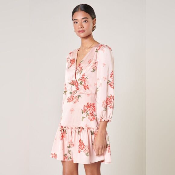 Sugarlips Bonitas Mariko Surplice Mini Dress NEW Size Medium BLUSH-CORAL - Picture 4 of 16